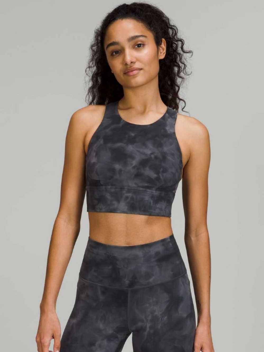 LULULEMON WUNDER TRAIN LONGLINE C/B BRA DIAMOND DYE GREY